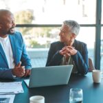 Woman and Man having a business meeting