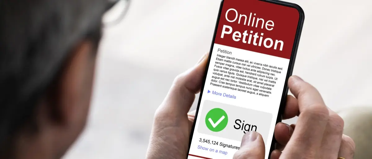 Petition being signed on a device